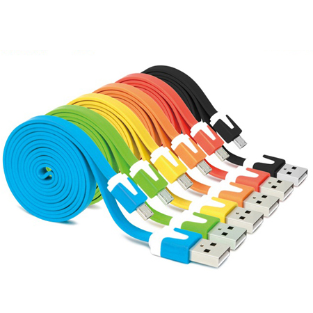 Colored noodle style USB to Micro USB charge cable for Samsung